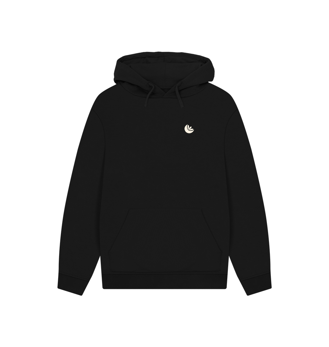 Black Unisex Light Logo Kangaroo Pocket Hoodie