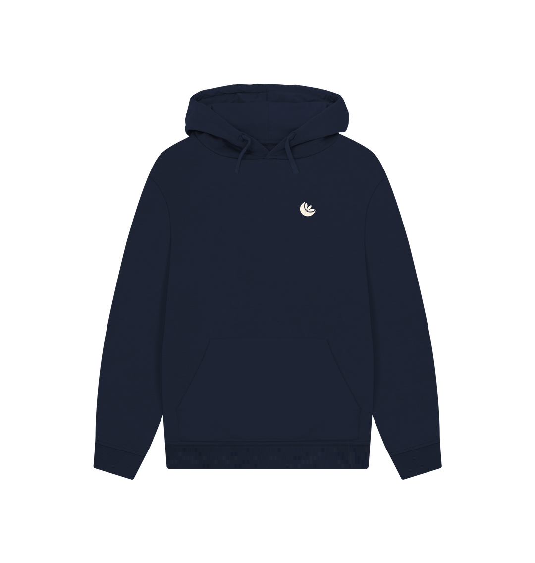 Navy Unisex Light Logo Kangaroo Pocket Hoodie