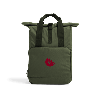 Olive Green Recycled 600D Roll-Top Backpack