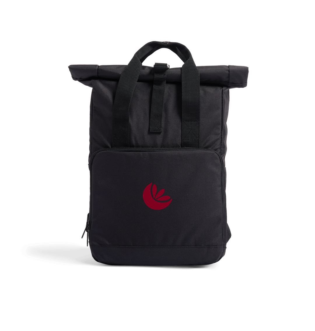 Black Recycled 600D Roll-Top Backpack