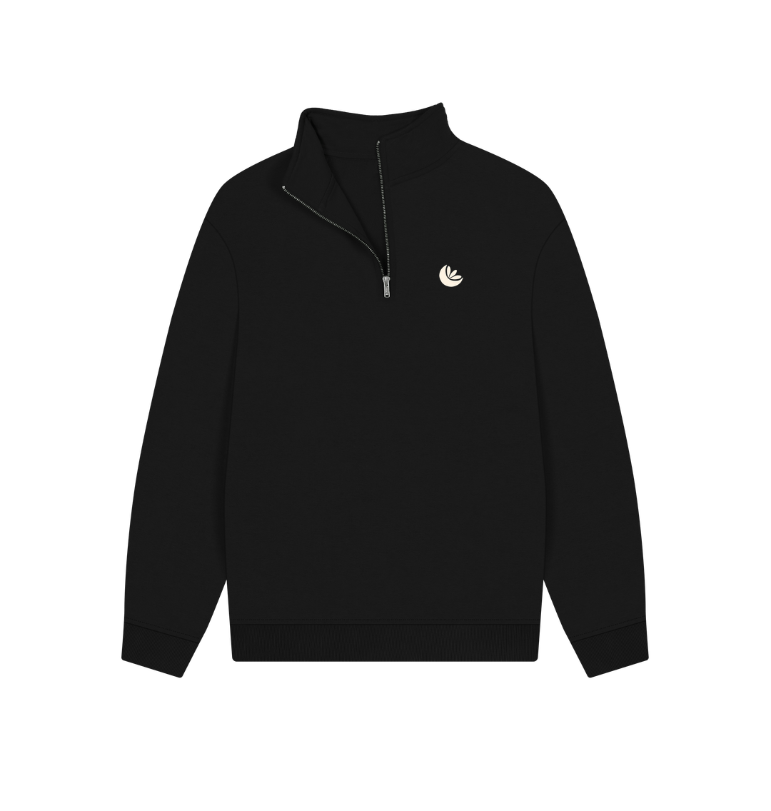 Black Unisex Light Logo Quarter-zip Sweater