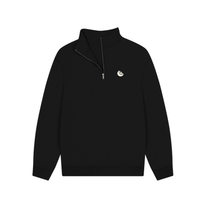 Black Unisex Light Logo Quarter-zip Sweater