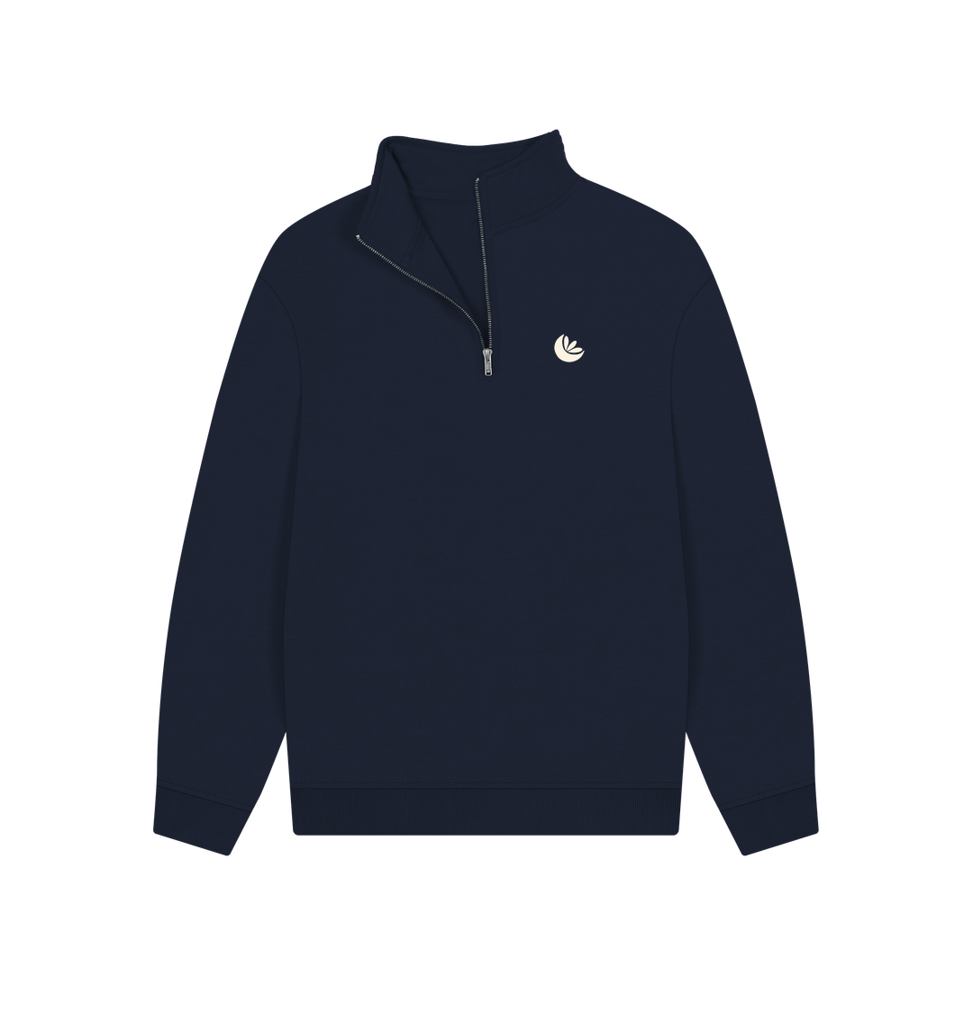 Navy Unisex Light Logo Quarter-zip Sweater