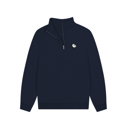 Navy Unisex Light Logo Quarter-zip Sweater